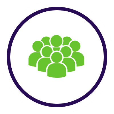 Green figures representing a team