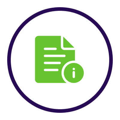 Green document icon with information symbol